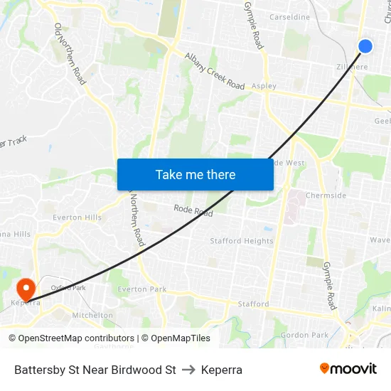 Battersby St Near Birdwood St to Keperra map