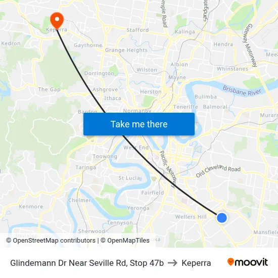 Glindemann Dr Near Seville Rd, Stop 47b to Keperra map