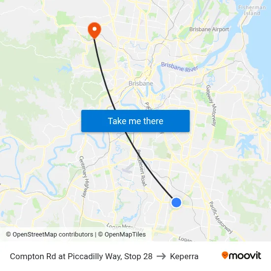 Compton Rd at Piccadilly Way, Stop 28 to Keperra map