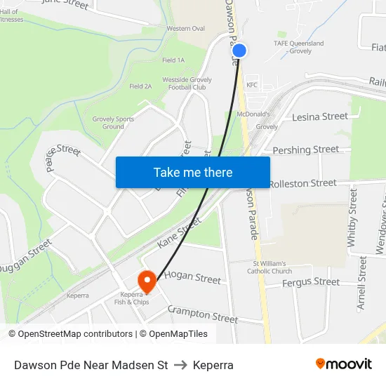 Dawson Pde Near Madsen St to Keperra map