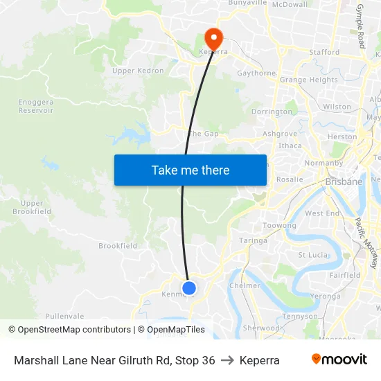 Marshall Lane Near Gilruth Rd, Stop 36 to Keperra map