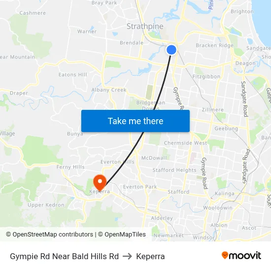 Gympie Rd Near Bald Hills Rd to Keperra map