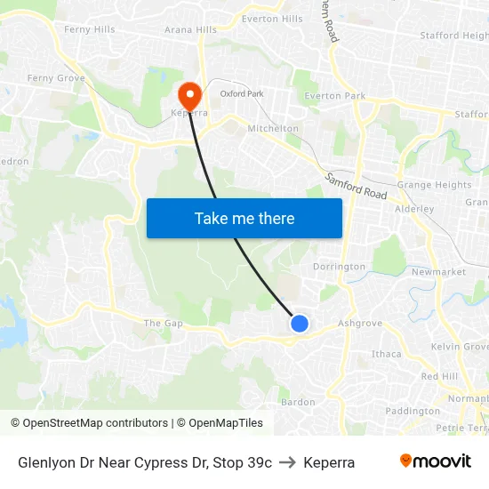 Glenlyon Dr Near Cypress Dr, Stop 39c to Keperra map