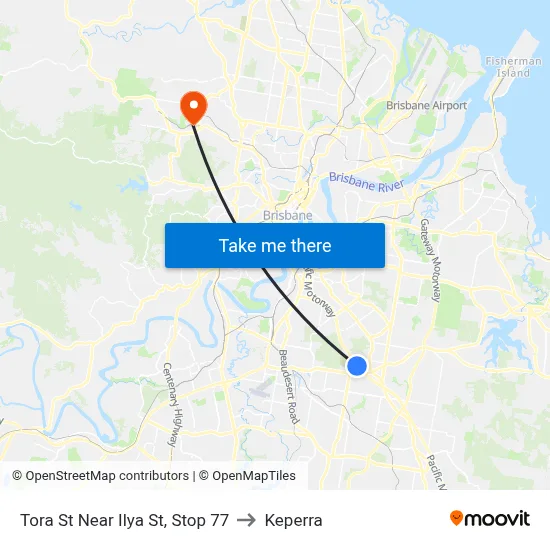 Tora St Near Ilya St, Stop 77 to Keperra map