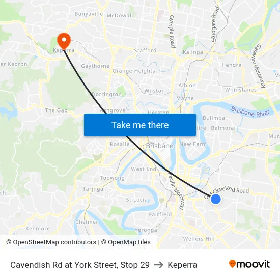 Cavendish Rd at York Street, Stop 29 to Keperra map