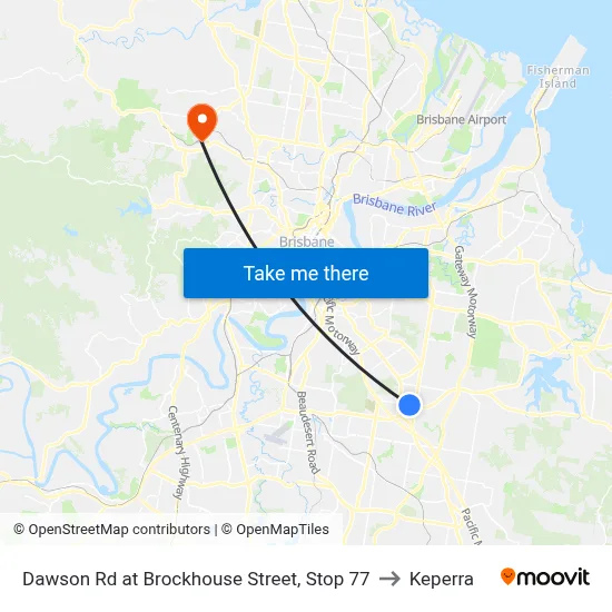 Dawson Rd at Brockhouse Street, Stop 77 to Keperra map