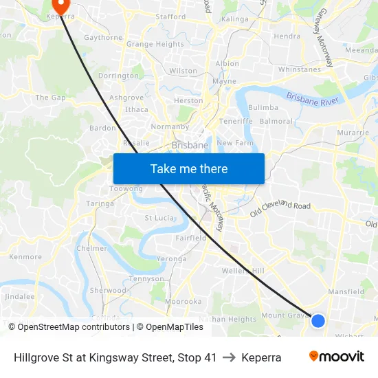 Hillgrove St at Kingsway Street, Stop 41 to Keperra map