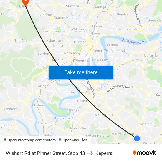 Wishart Rd at Pinner Street, Stop 43 to Keperra map