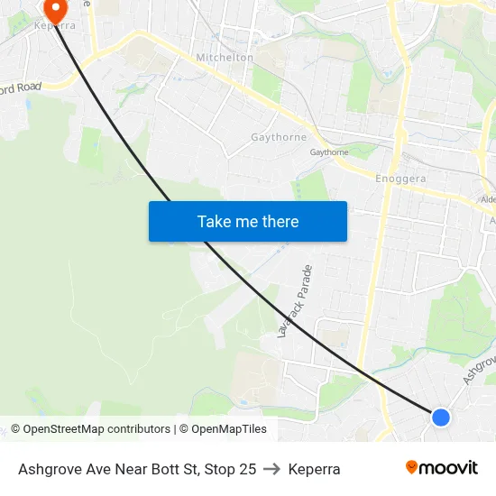 Ashgrove Ave Near Bott St, Stop 25 to Keperra map