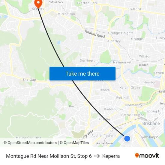 Montague Rd Near Mollison St, Stop 6 to Keperra map