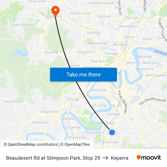Beaudesert Rd at Stimpson Park, Stop 29 to Keperra map