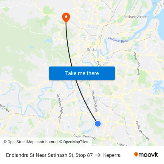 Endiandra St Near Satinash St, Stop 87 to Keperra map
