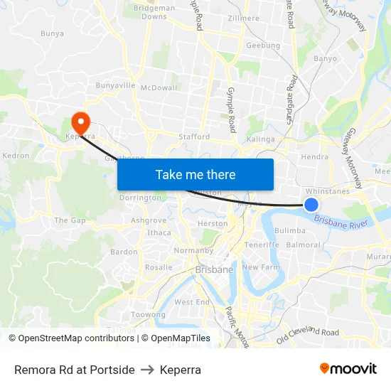 Remora Rd at Portside to Keperra map