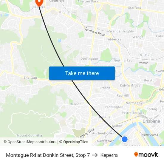 Montague Rd at Donkin Street, Stop 7 to Keperra map