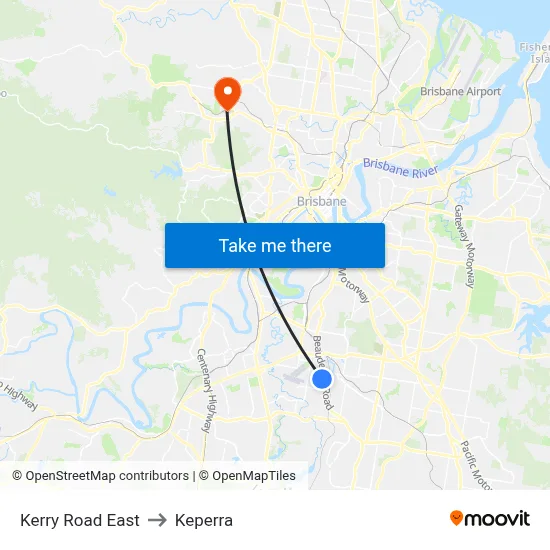 Kerry Road East to Keperra map