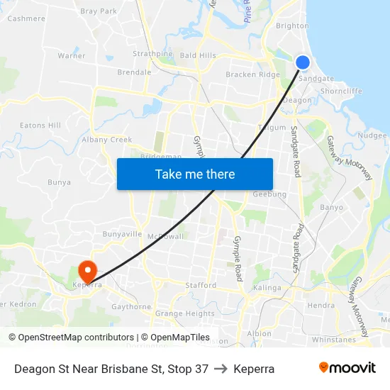 Deagon St Near Brisbane St, Stop 37 to Keperra map