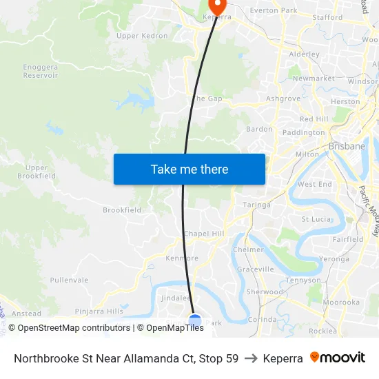 Northbrooke St Near Allamanda Ct, Stop 59 to Keperra map