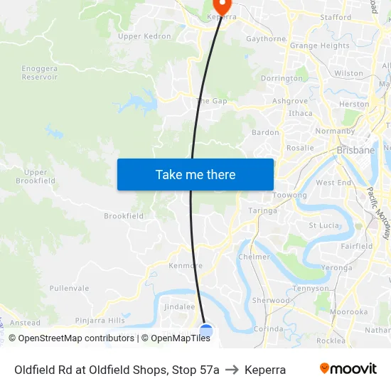 Oldfield Rd at Oldfield Shops, Stop 57a to Keperra map