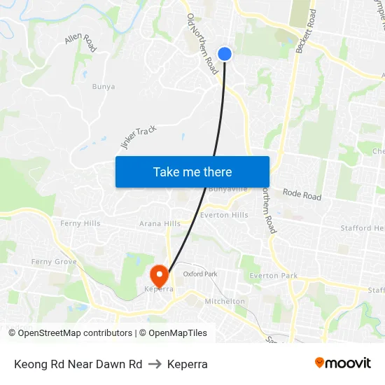 Keong Rd Near Dawn Rd to Keperra map