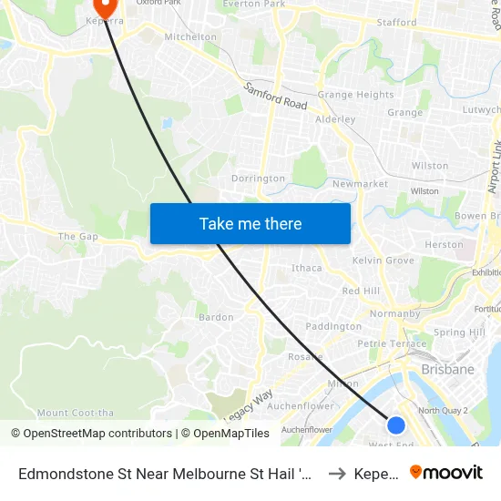 Edmondstone St Near Melbourne St Hail 'N' Ride to Keperra map