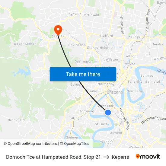 Dornoch Tce at Hampstead Road, Stop 21 to Keperra map