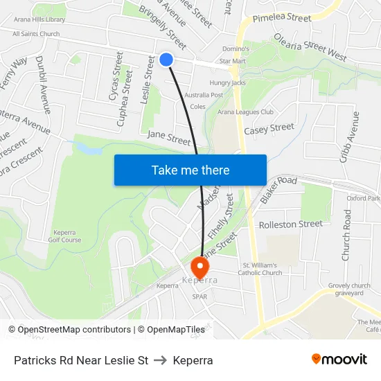 Patricks Rd Near Leslie St to Keperra map