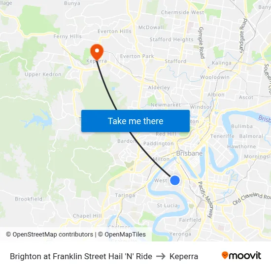 Brighton at Franklin Street Hail 'N' Ride to Keperra map