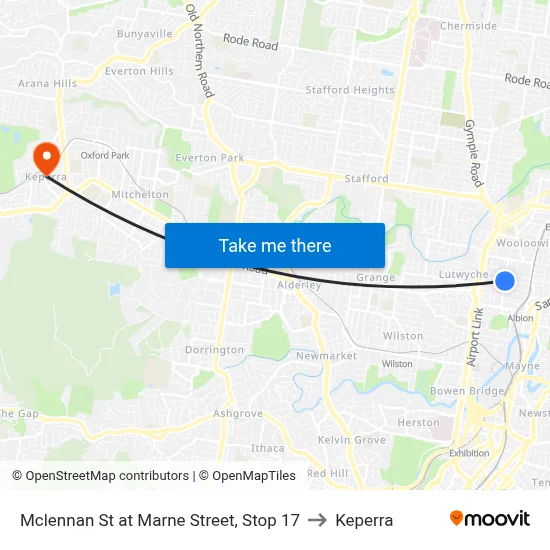 Mclennan St at Marne Street, Stop 17 to Keperra map