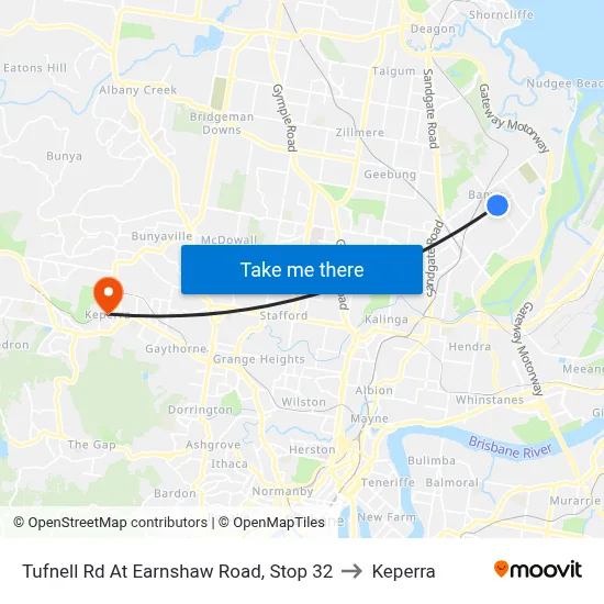 Tufnell Rd At Earnshaw Road, Stop 32 to Keperra map