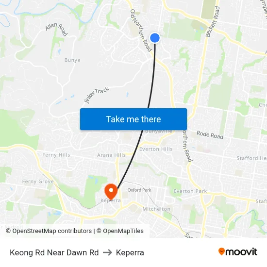 Keong Rd Near Dawn Rd to Keperra map