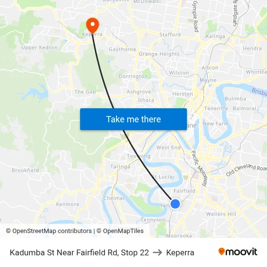 Kadumba St Near Fairfield Rd, Stop 22 to Keperra map