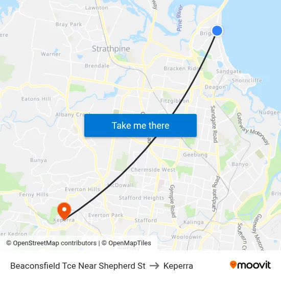 Beaconsfield Tce Near Shepherd St to Keperra map