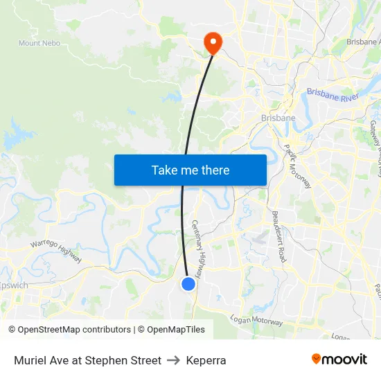 Muriel Ave at Stephen Street to Keperra map