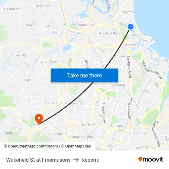 Wakefield St at Freemasons to Keperra map
