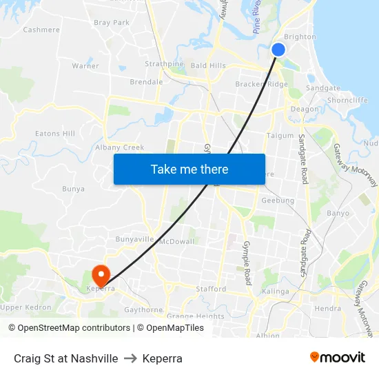 Craig St at Nashville to Keperra map