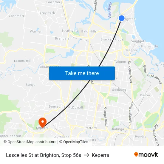 Lascelles St at Brighton, Stop 56a to Keperra map