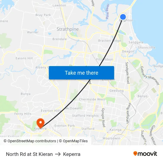 North Rd at St Kieran to Keperra map
