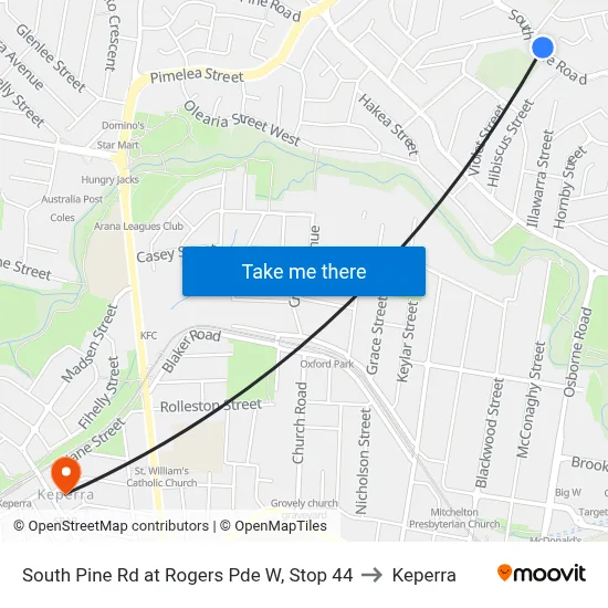 South Pine Rd at Rogers Pde W, Stop 44 to Keperra map