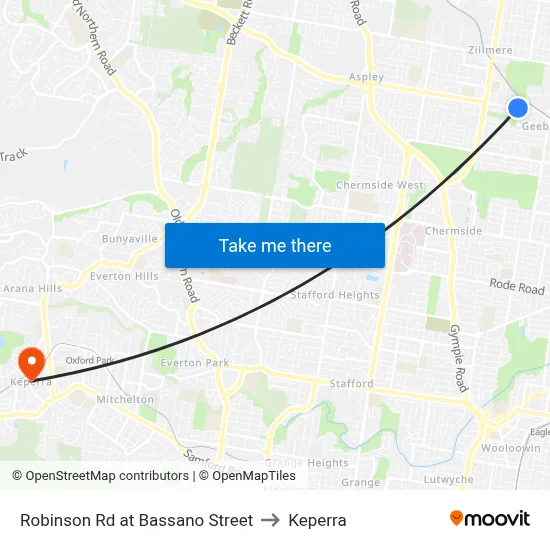 Robinson Rd at Bassano Street to Keperra map