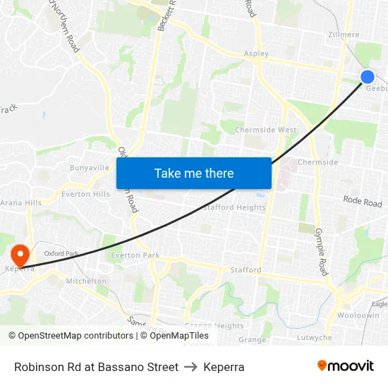 Robinson Rd at Bassano Street to Keperra map