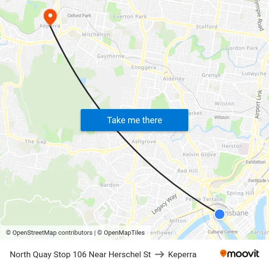 North Quay Stop 106 Near Herschel St to Keperra map