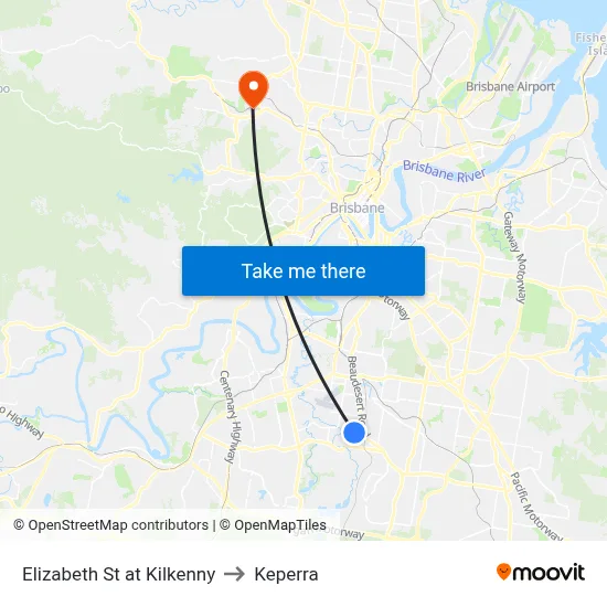 Elizabeth St at Kilkenny to Keperra map