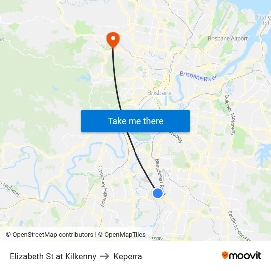 Elizabeth St at Kilkenny to Keperra map