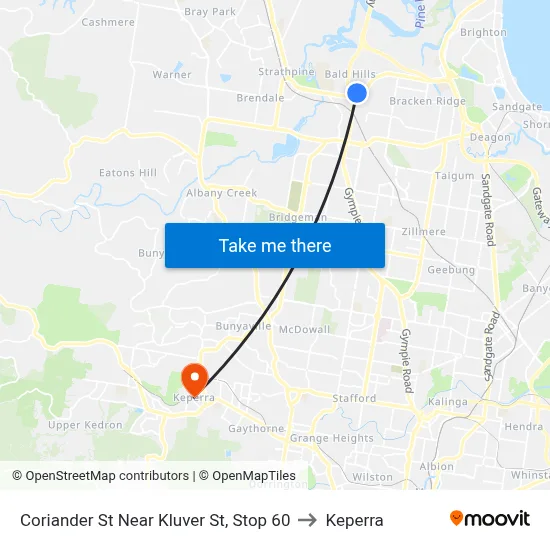 Coriander St Near Kluver St, Stop 60 to Keperra map