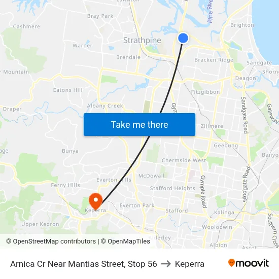 Arnica Cr Near Mantias Street, Stop 56 to Keperra map