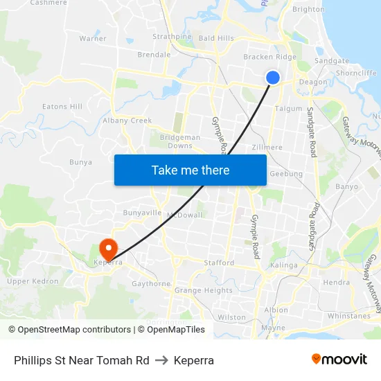 Phillips St Near Tomah Rd to Keperra map