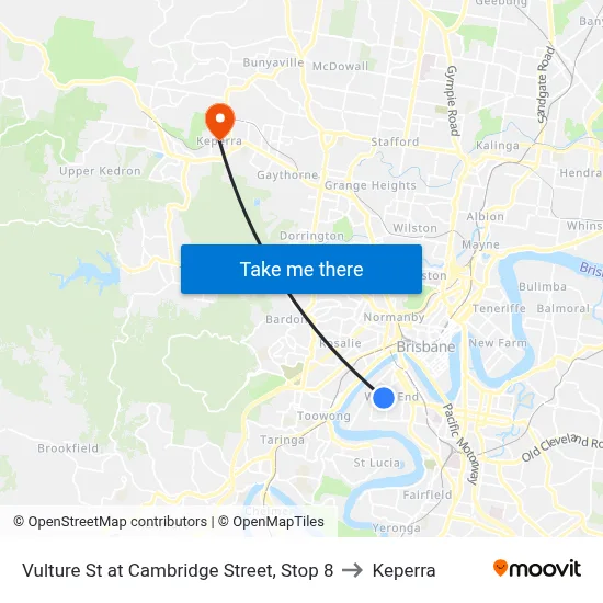 Vulture St at Cambridge Street, Stop 8 to Keperra map