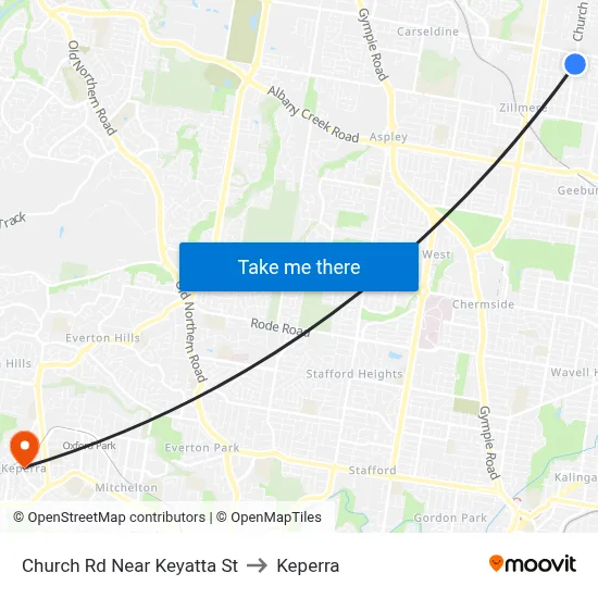 Church Rd Near Keyatta St to Keperra map