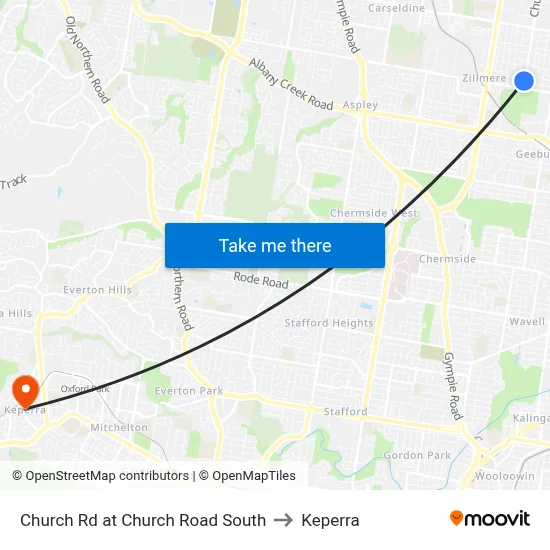 Church Rd at Church Road South to Keperra map
