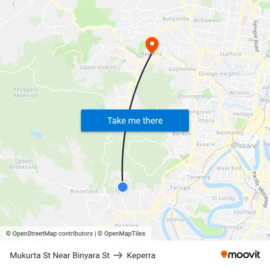 Mukurta St Near Binyara St to Keperra map